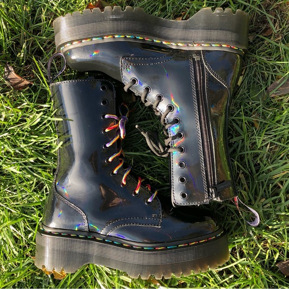 Dr. Martens Jadon Hi Rainbow Patent Platform Boots - Picture 4 of 16